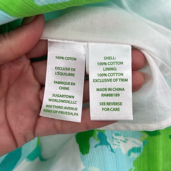 Lilly Pulitzer Tansy Strapless Dress Poolside Blue and Green White Detail Size 2 - Picture 9 of 13